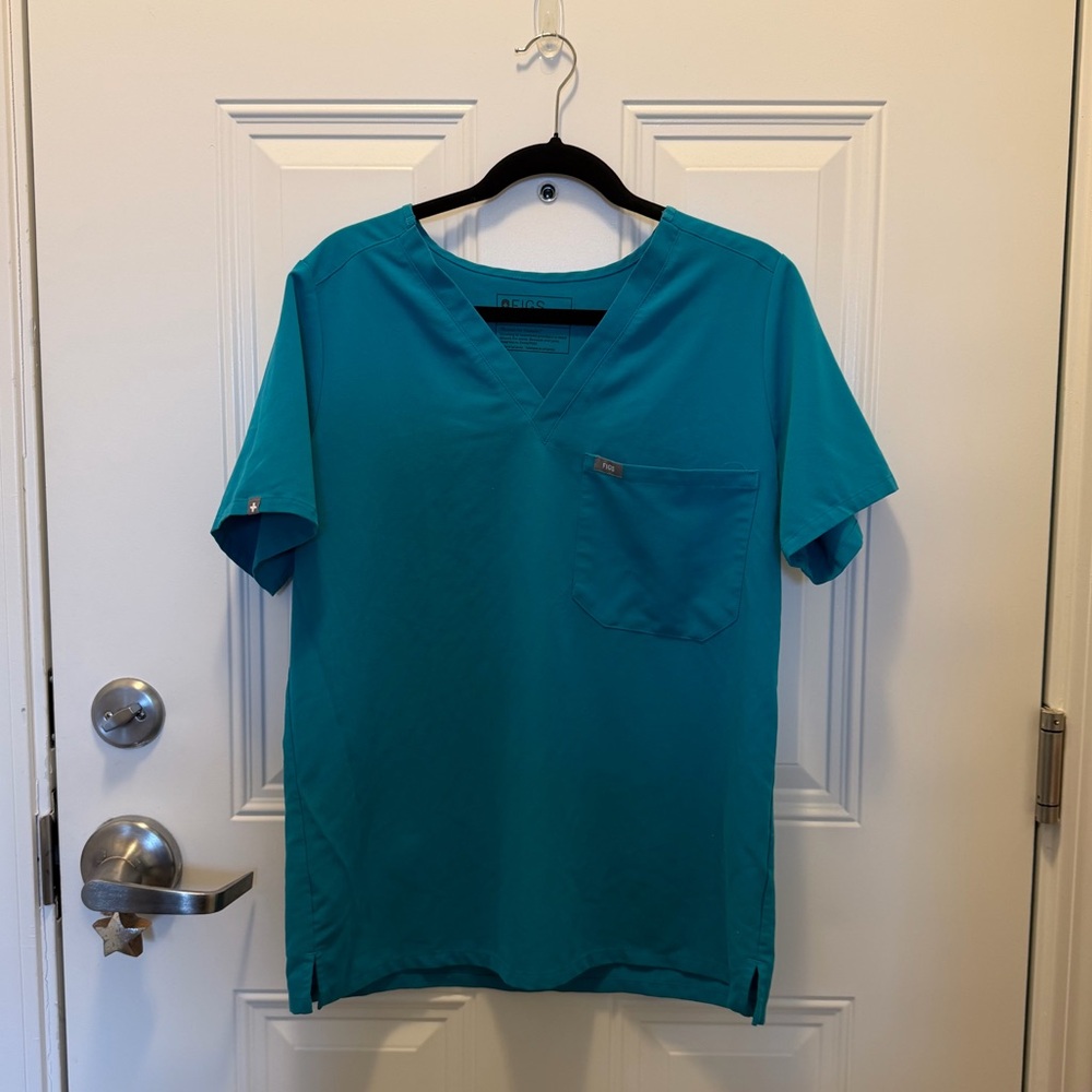 Figs Teal V-Neck Scrub Top